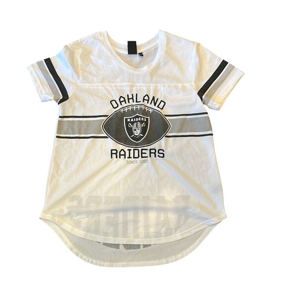 NWOT NFL Oakland Raiders Women's Soft Mesh Jersey Varsity Tee Shirt Size L - Picture 2 of 7